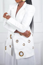 Women's Asymmetric Hem And Metal Grommet Accents Or Pants