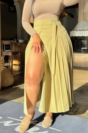 Women Slit Solid Color Elegant Temperament Half Skirt