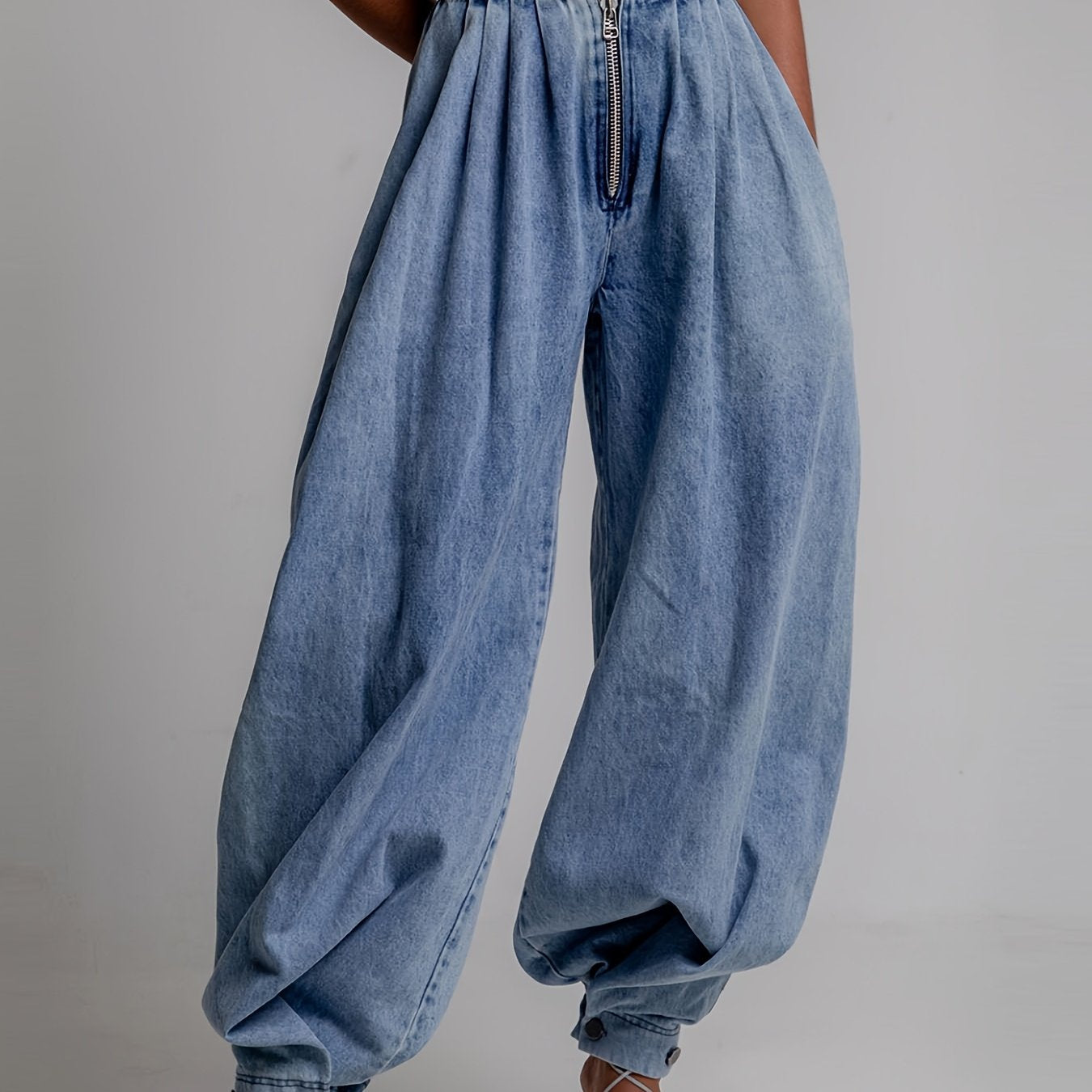 High-Waisted Distressed Barrel Leg Balloon Jeans