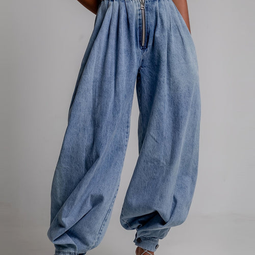 High-Waisted Distressed Barrel Leg Balloon Jeans