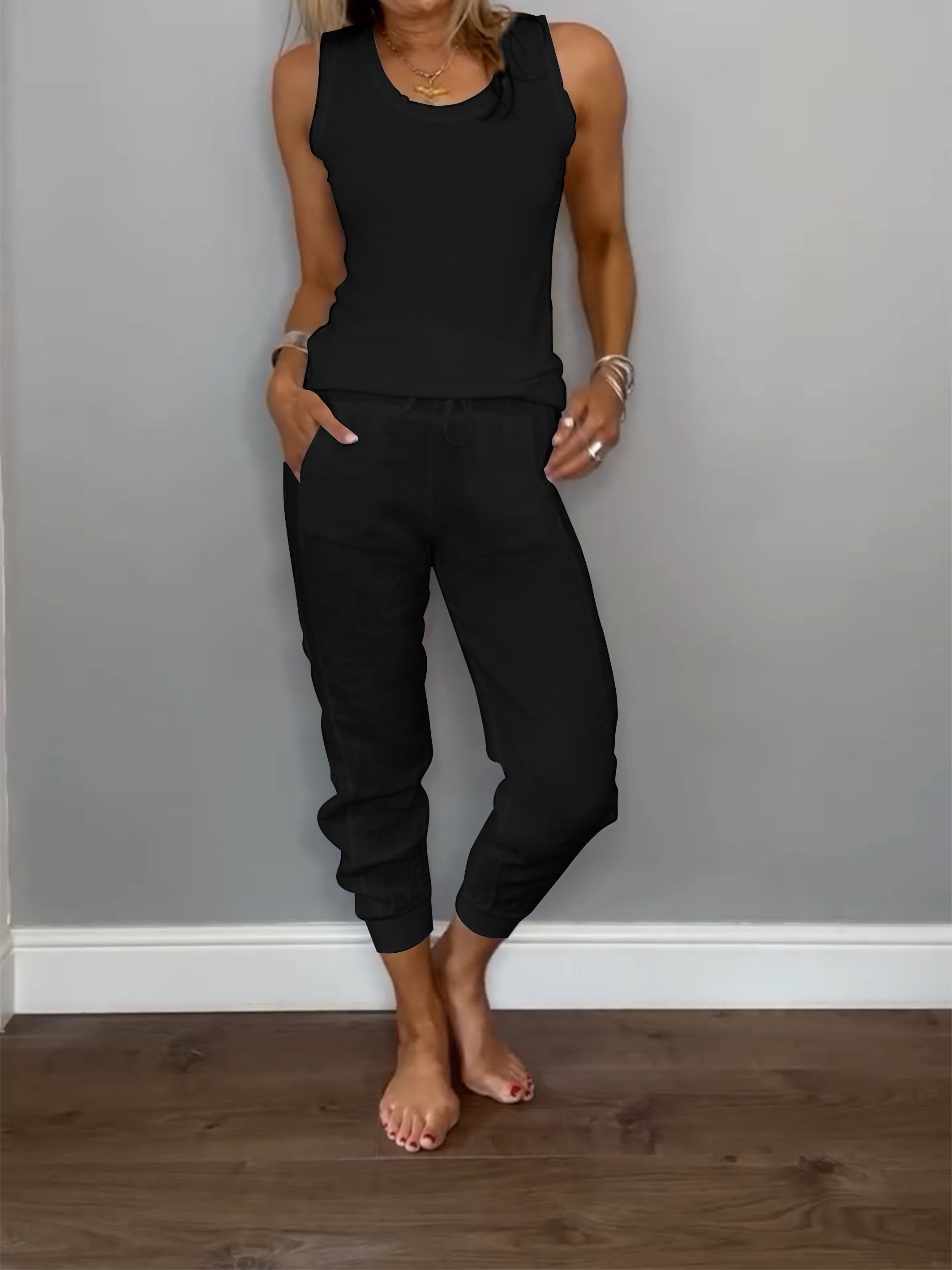 Women's Daliy Summer Cotton and Linen Casual Two-piece Set