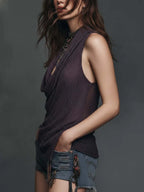 Romantic Boho Asymmetrical Hem Boho Knit Top