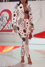 Women's Elegant Lapel Polka-Dot Blazer or Pants