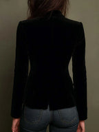 Velvet Blazer With Colorful Floral Embroidery