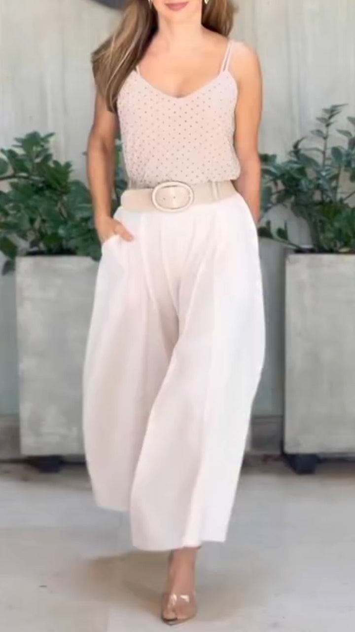 Womens Hot Diamond Suspender + Wide Leg Pants