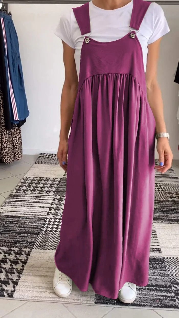 Relaxed Fit Cotton and Linen Suspender Dress