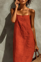 Women's Casual Casual Vacation Textured Linen Sleeveless Straight Maxi Dress