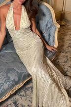 Women's Elegant Party Sequin Halter Dress