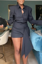 Women's Collar Shirt + Half Skirt Solid Color Temperament Commuting Formal Suit
