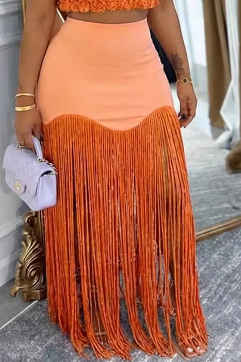 Women's Floral Strappy Party Top Or Fringed Skirt