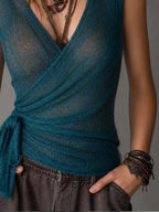Vintage Wrap-around Tie Detail Knitted Tank
