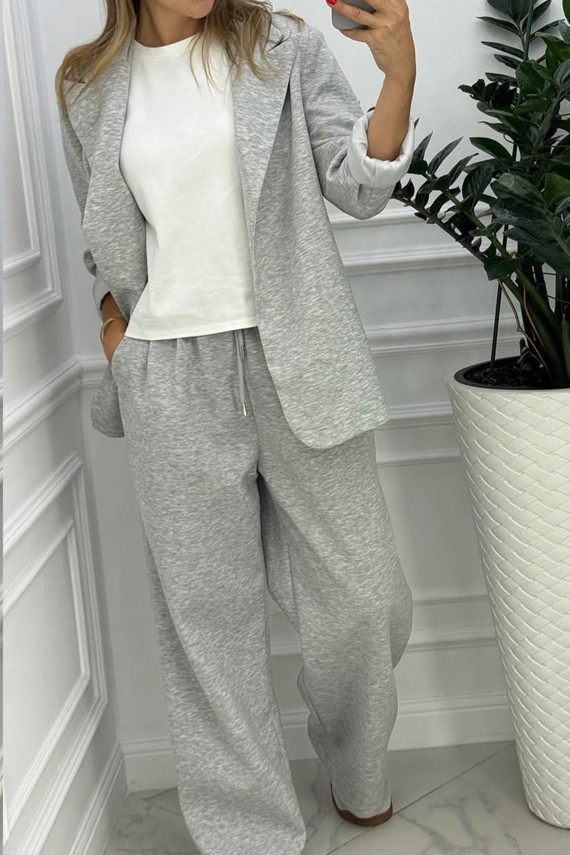 Women Collar Jacket+ Pants Commuting Style Set