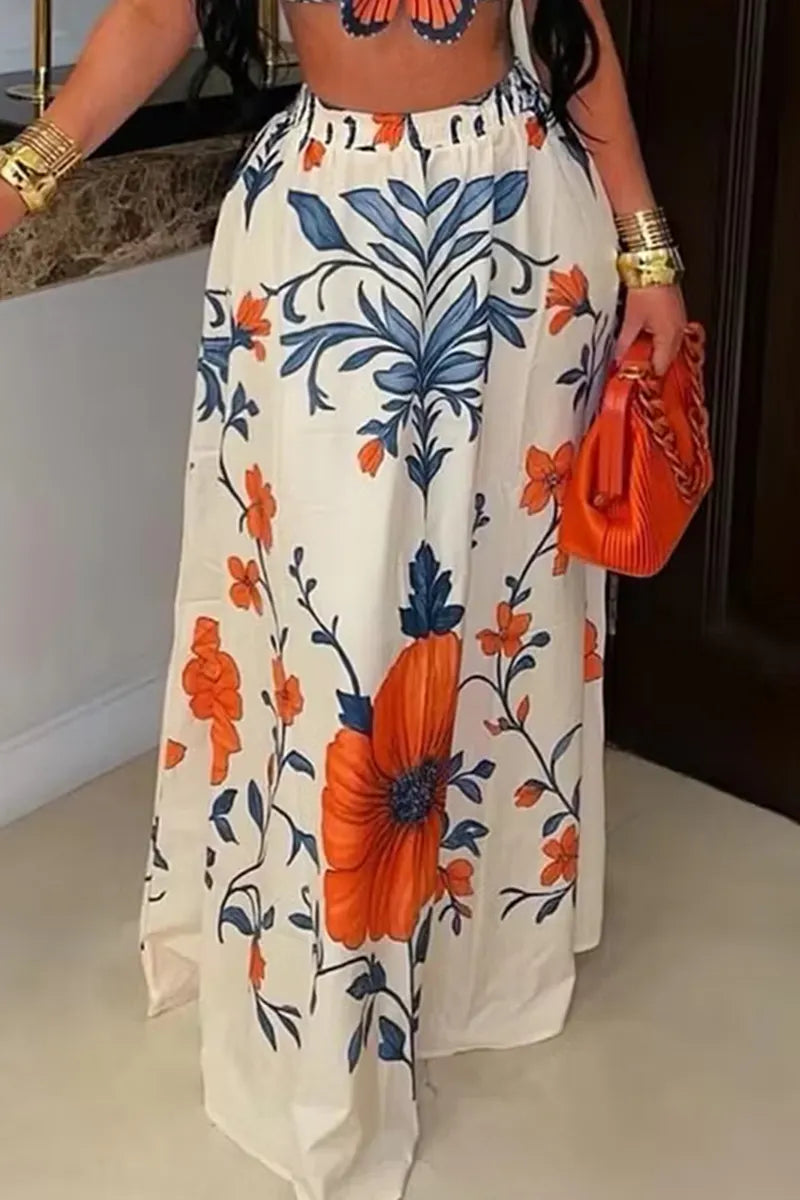 Women's Butterfly Print Vacation Cami Top Or Printed Long Skirt