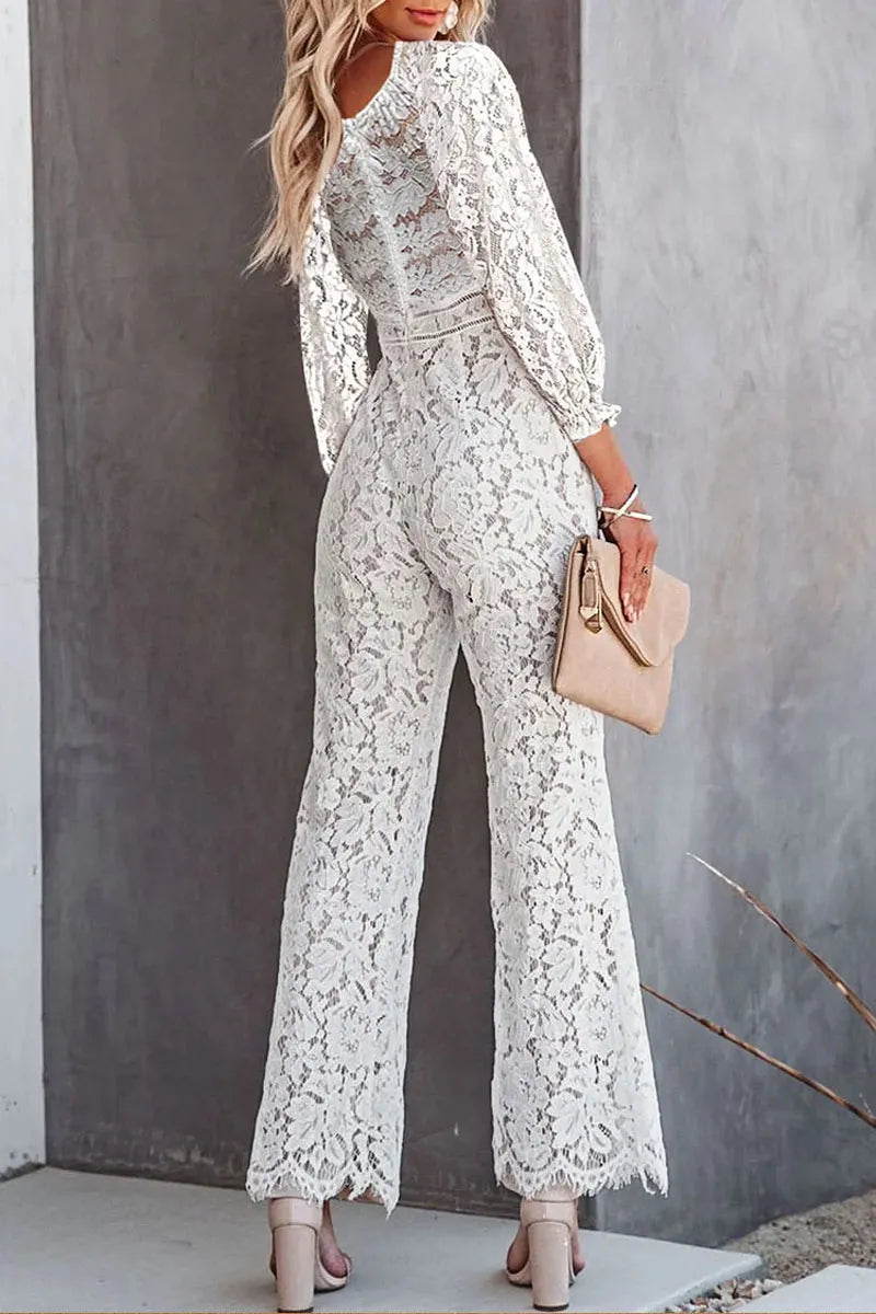 Women's Sexy Elegant Lace Long Sleeve Jumpsuit