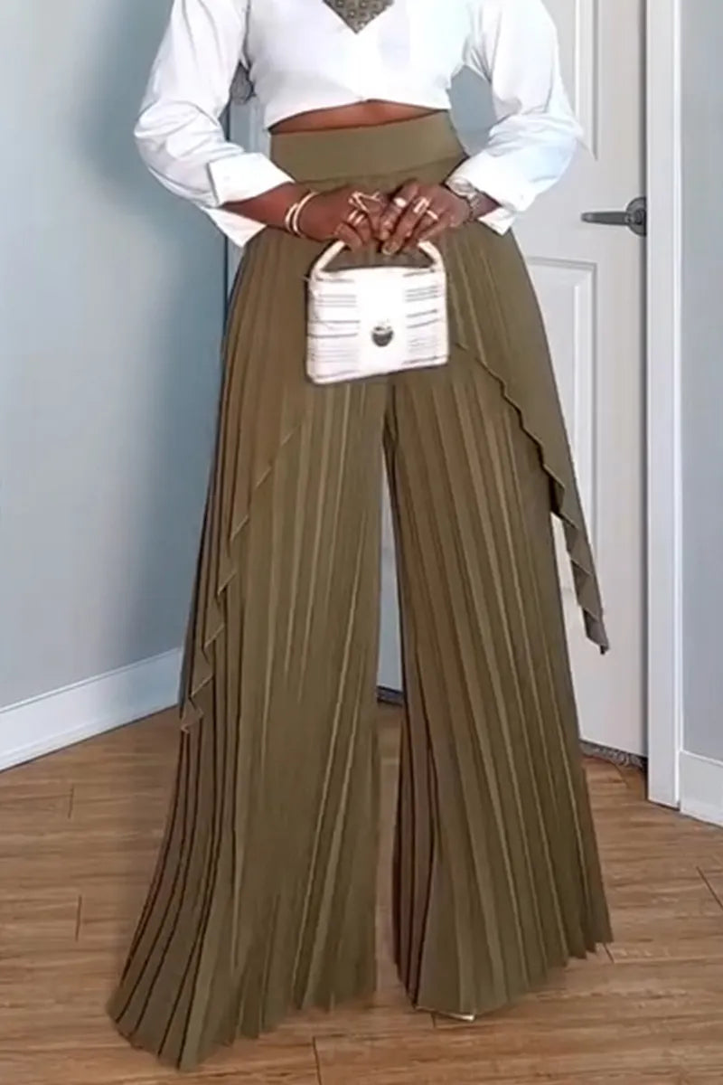 Women's Fashion Cropped Blouse or Double Layer Pleated Pants