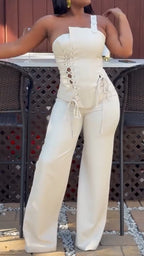 Women Off Shoulder Strap Top + Pants Sexy Casual Suit