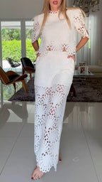 Women's Round Neck Hollow Leisure Holiday Suit