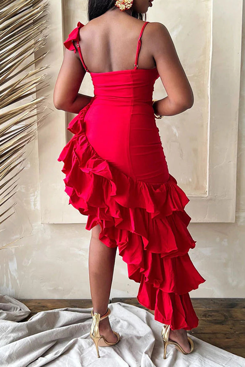 Women's Party Maxi Dress With Asymmetrical Hem