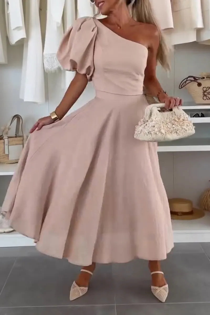 Women One Shoulder Top+ Half Skirt Elegant Casual Suit
