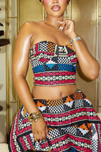 Women's African Ankara Print Strapless Tube Top Or Asymmetrical Skirt