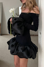Women's Elegant Off Shoulder Paneled Mini Dress