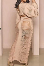 Women's Off Shoulder Cutout Loose Fit Party Top Or Cutout Fitted Skirt