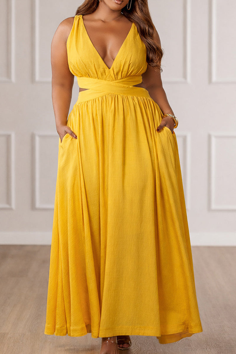 Women's Party Maxi Dress With Crossover Design
