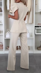 Women V-neck Jacket + Pants Temperament Commuting Suit