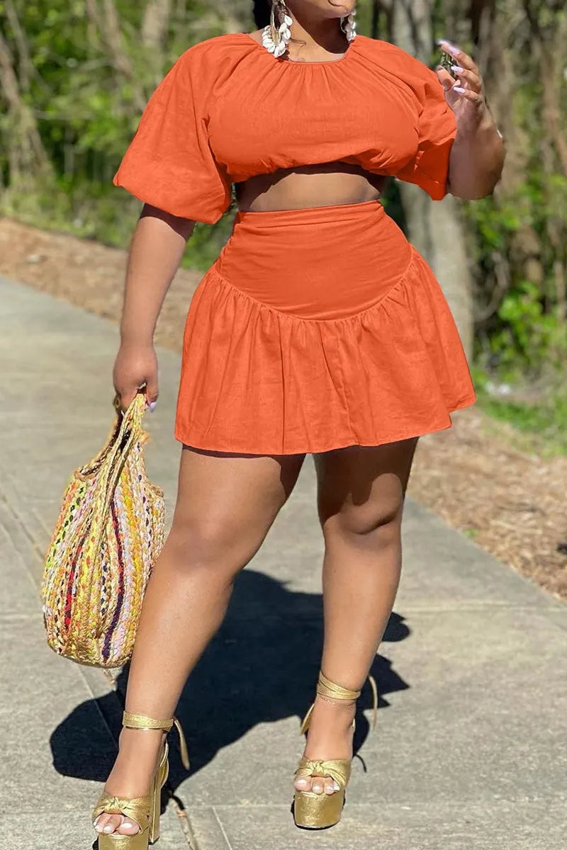 Women's Open Back Cropped Vacation Top Or Short Skirt