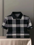 Men's Classic Business Logo Button Short Sleeve Polo Shirt