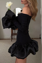 Women's Elegant Off Shoulder Paneled Mini Dress