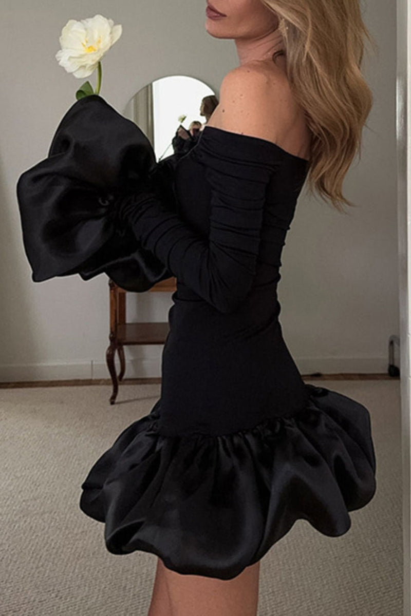 Women's Elegant Off Shoulder Paneled Mini Dress