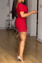 Women's Elegant Party Pleated Fringe Mini Dress