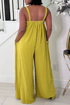 Women's High Waist Denim Jumpsuit with Belted Waist, Square Neck & Wide Leg Pants