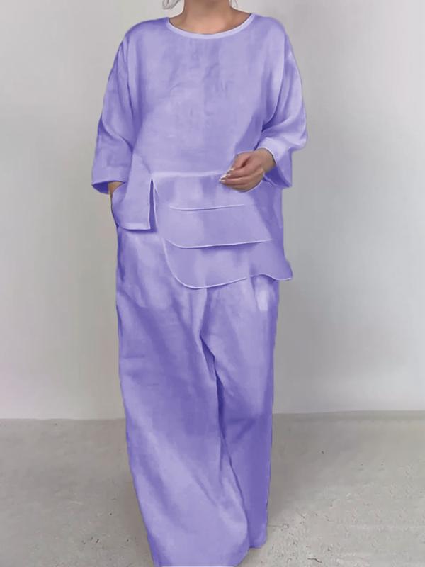 Women Stylish Plain Satin Three-pieces Set