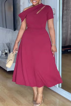 Women's Elegant One Shoulder A Line Hem Dress