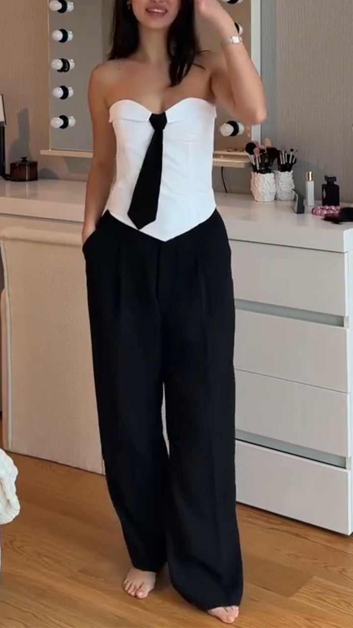 Women's Tie Vest + Trousers Fashion Suit