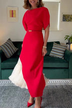 Women's Elegant Asymmetric Hem Dress Mesh Skirt Set