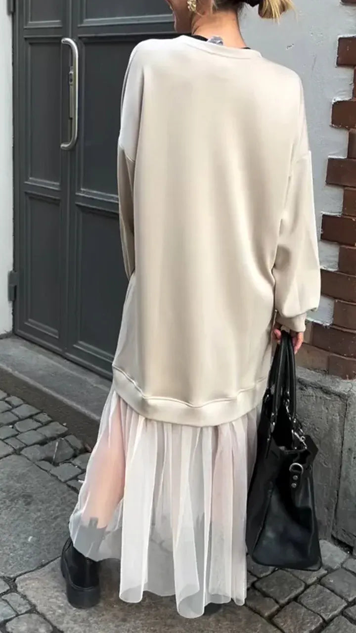 Women's Round Neck Lace Stitching Casual Dress