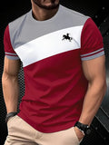 Men's Business Stripe Logo Short Sleeve T-Shirt