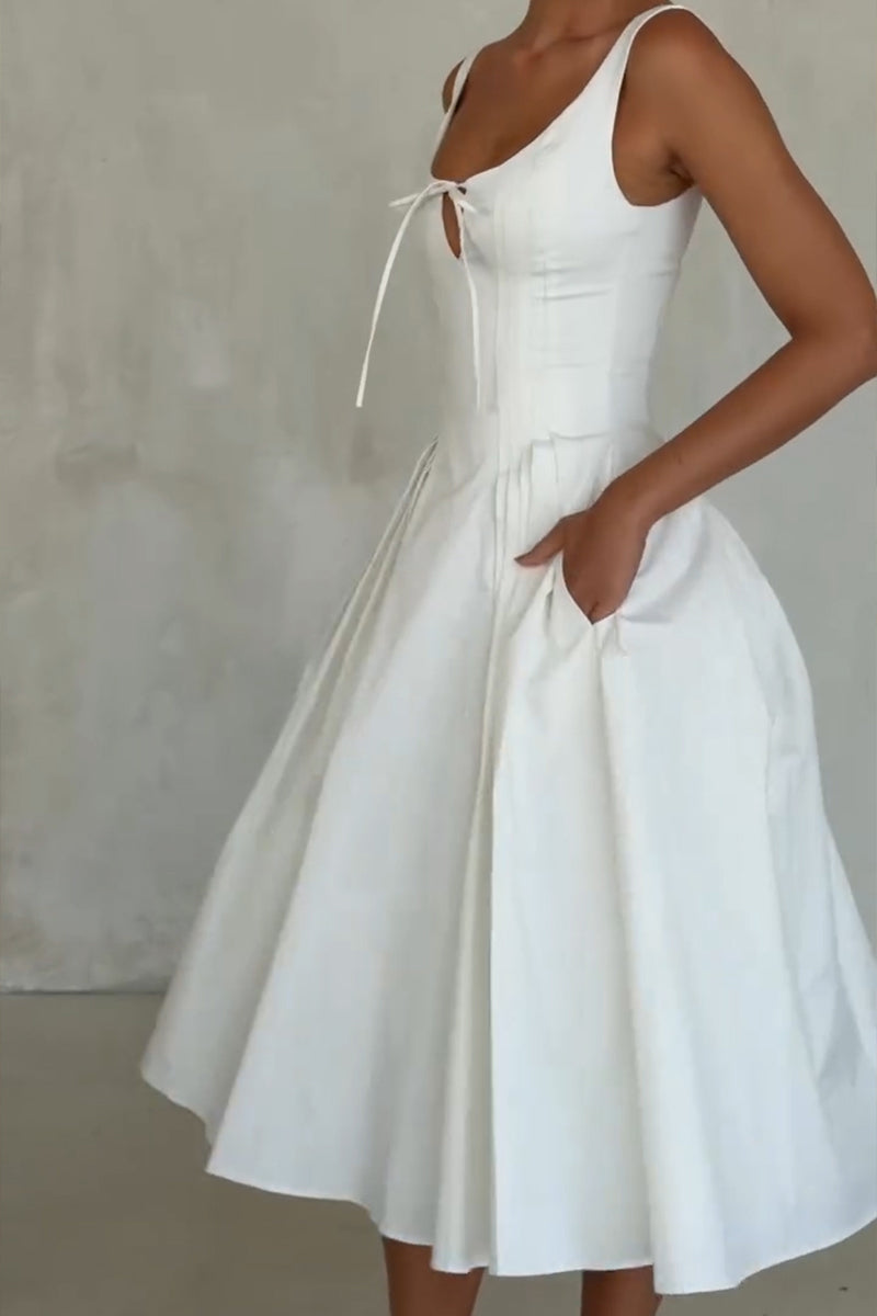 Women's Elegant Pleated Hem Cami Dress
