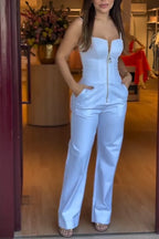Women's Sexy Off-shoulder Zipper Jumpsuit