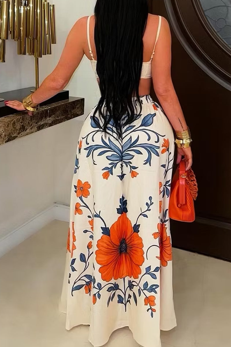 Women's Butterfly Print Vacation Cami Top Or Printed Long Skirt