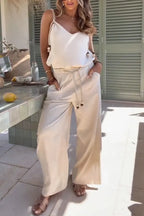 Women's Resort V-Neck Vest Wide Leg Pants Set
