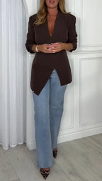 Women V-neck Jacket+ Jeans Casual Suit