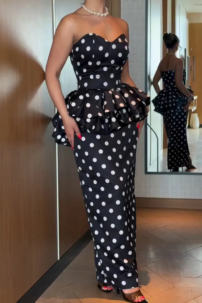 Women's Elegant Bustier Polka Dot Vest or Skirt