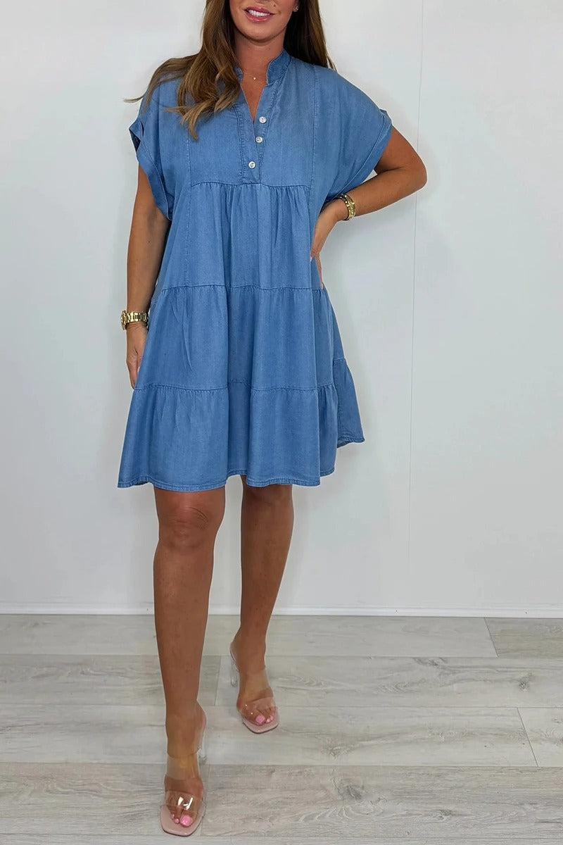 Women's V-neck Spliced Loose Dress