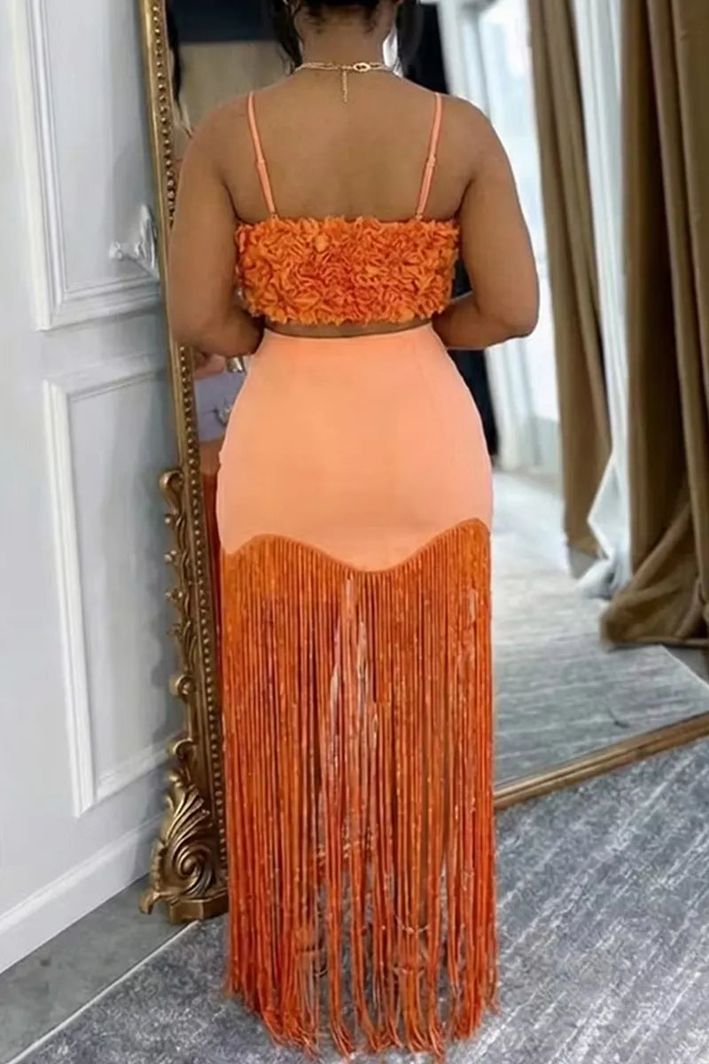 Women's Floral Strappy Party Top Or Fringed Skirt
