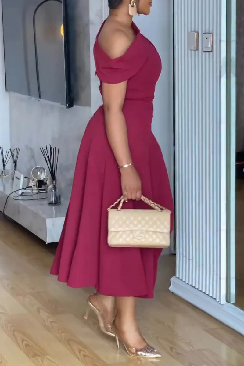 Women's Elegant One Shoulder A Line Hem Dress