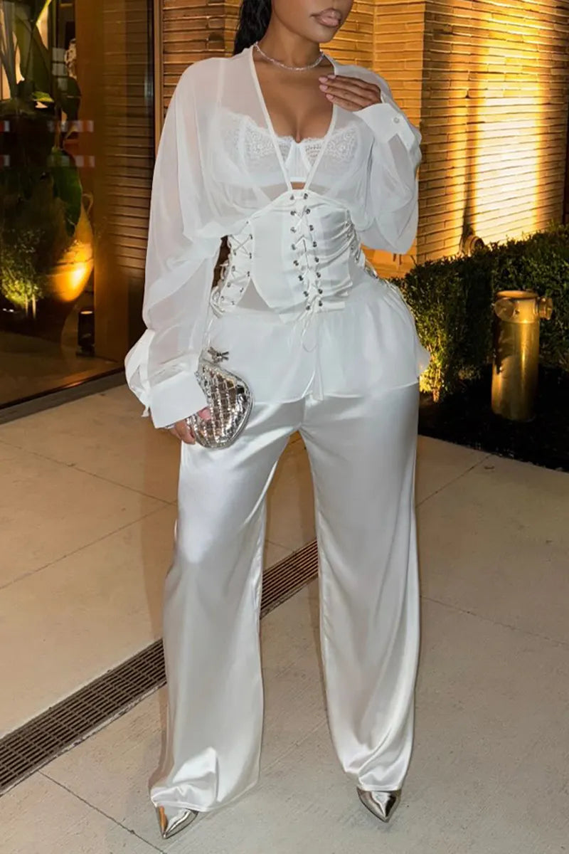 Women's Casual Tie Waist Blouse or Pants